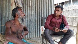 Interviewing farmers in Bangladesh